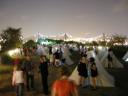The tent city’s scope, with bridge