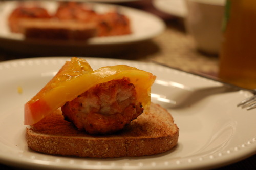 Turkey burger, open-faced
